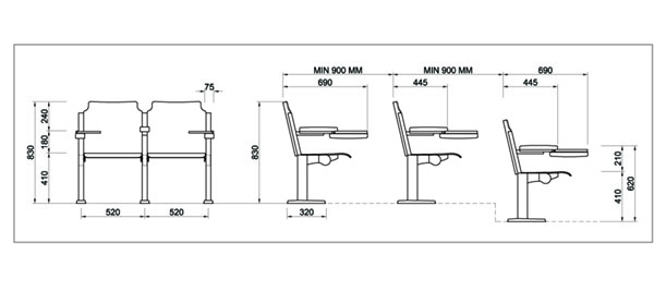 Kích thước ghế hội trường Mo2201