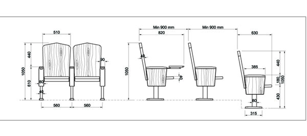 thông tin chi tiết về ghế hội trường MO2203